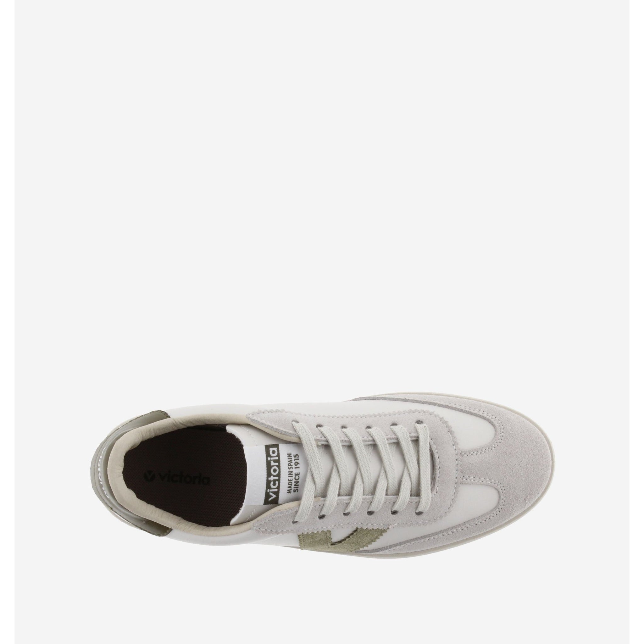 Victoria Madrid (1126184) - Lace Trainer in White/Olive |Victoria Trainers | Wisemans | Bantry | Shoe Shop | West Cork | Ireland