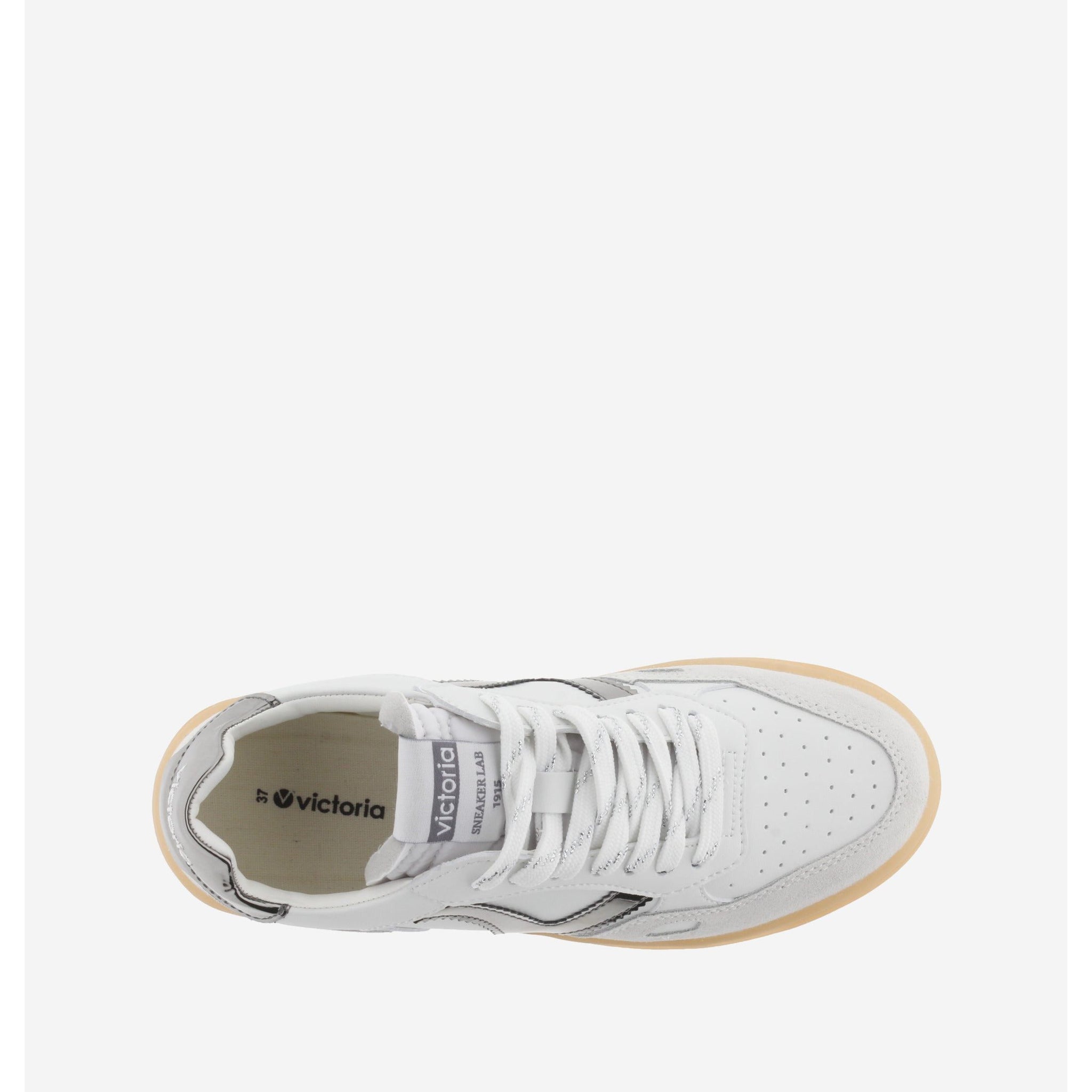 Victoria Seul (1257130)- Ladies Lace Retro Trainer in White/Metallic | Victoria Trainers | Wisemans | Bantry | Shoe&nbsp;Shop | West Cork | Munster