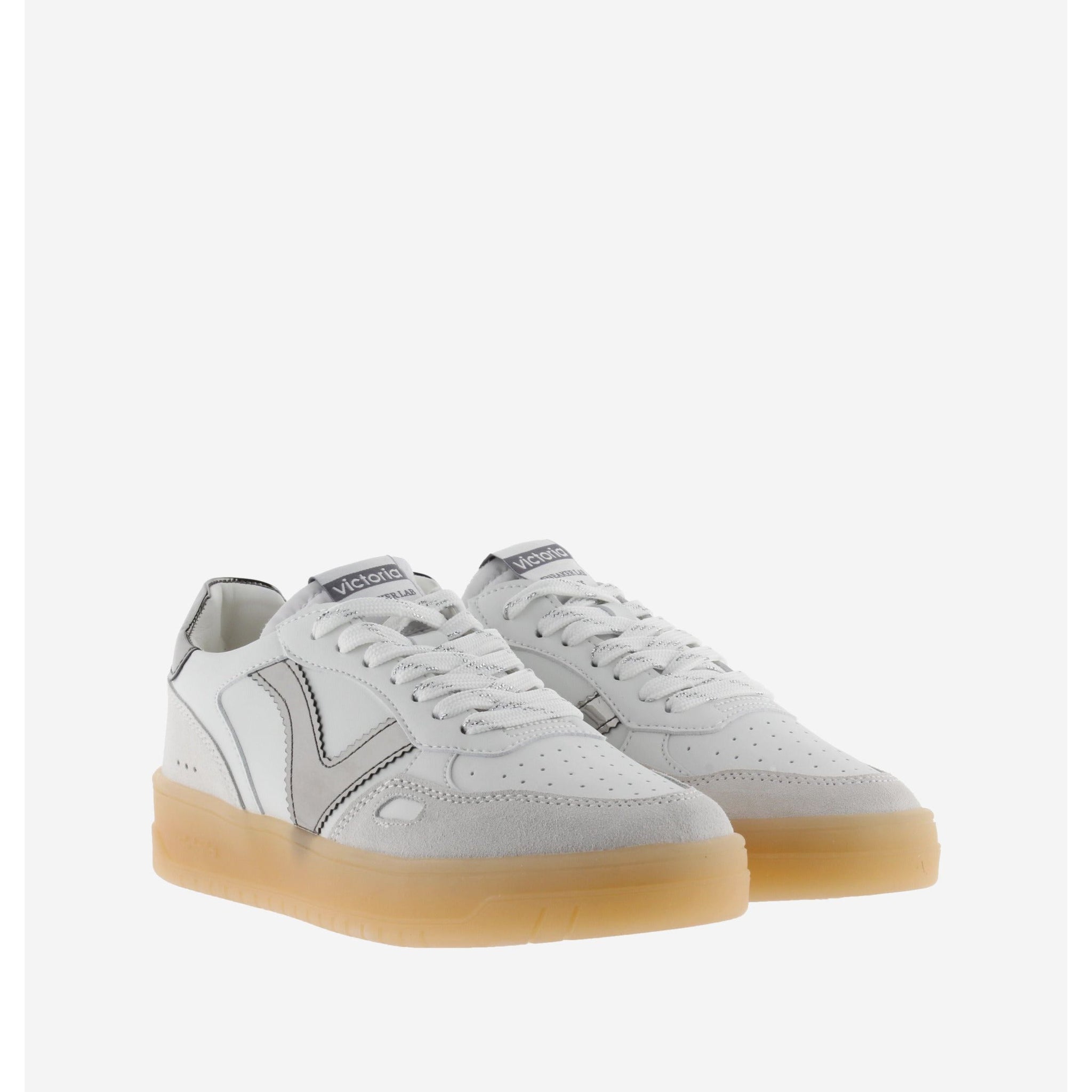 Victoria Seul (1257130)- Ladies Lace Retro Trainer in White/Metallic | Victoria Trainers | Wisemans | Bantry | Shoe&nbsp;Shop | West Cork | Munster