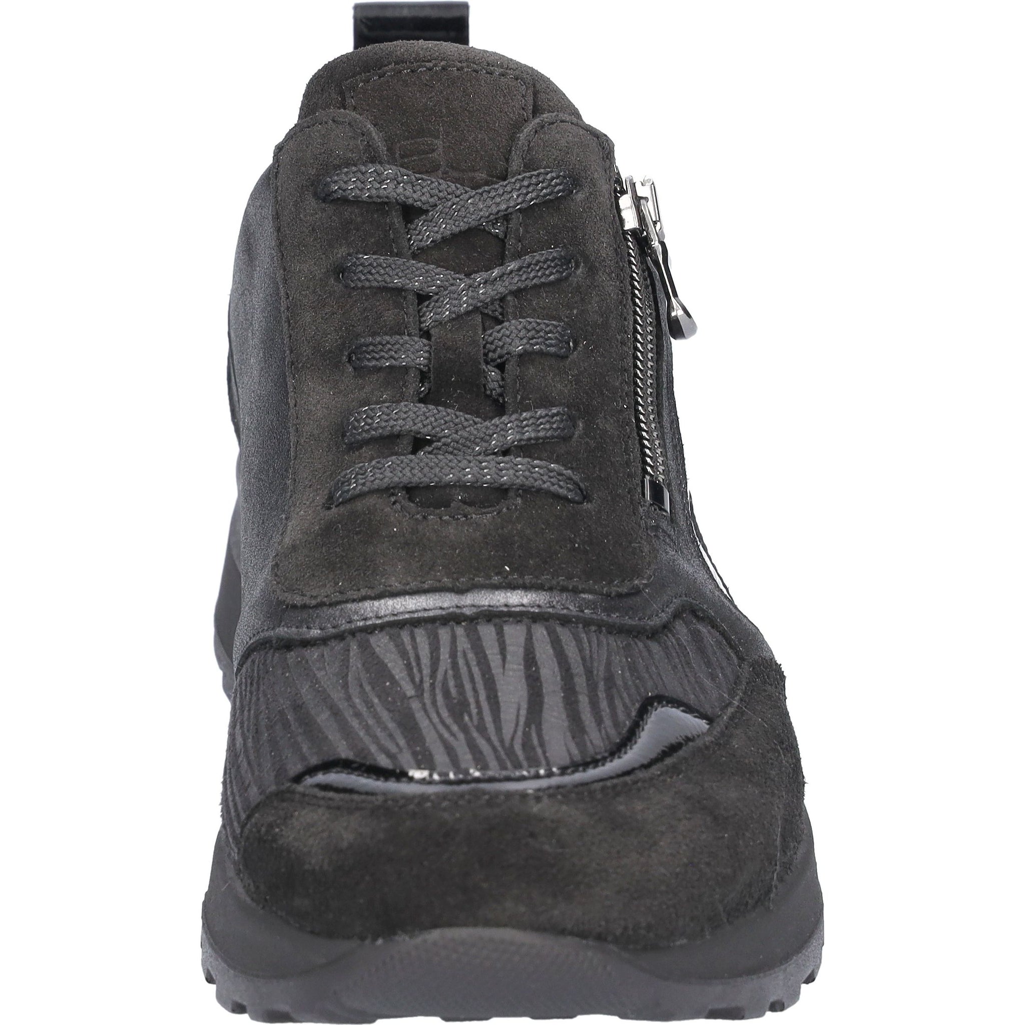 Waldlaufer Hiroko (364h116)- Ladies Stretch Lace/Zip Wedge Trainer in Black | Waldlaufer Shoes |Wide Fit Shoes | Wisemans | Bantry | West Cork | Ireland