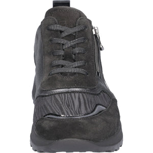 Waldlaufer Hiroko (364h116)- Ladies Stretch Lace/Zip Wedge Trainer in Black | Waldlaufer Shoes |Wide Fit Shoes | Wisemans | Bantry | West Cork | Ireland