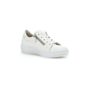 Gabor Wisdom (43.334.21) -&nbsp; Ladies White Lace Trainer with Double Side Zip in White. Gabor Shoes | Wisemans | Bantry | Shoe Shop | West Cork | Ireland