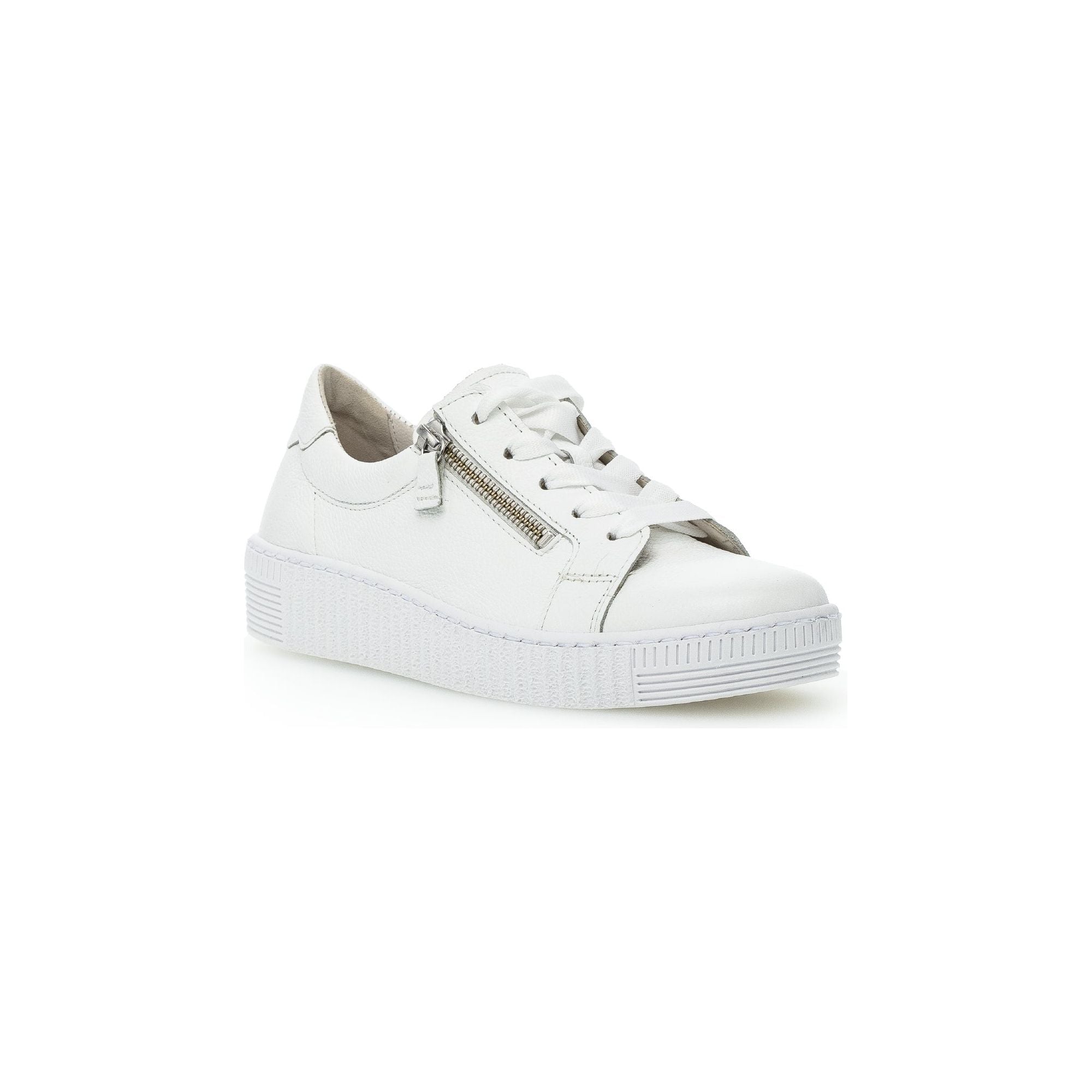Gabor Wisdom (43.334.21) -  Ladies White Lace Trainer with Double Side Zip in White. Gabor Shoes | Wisemans | Bantry | Shoe Shop | West Cork | Ireland