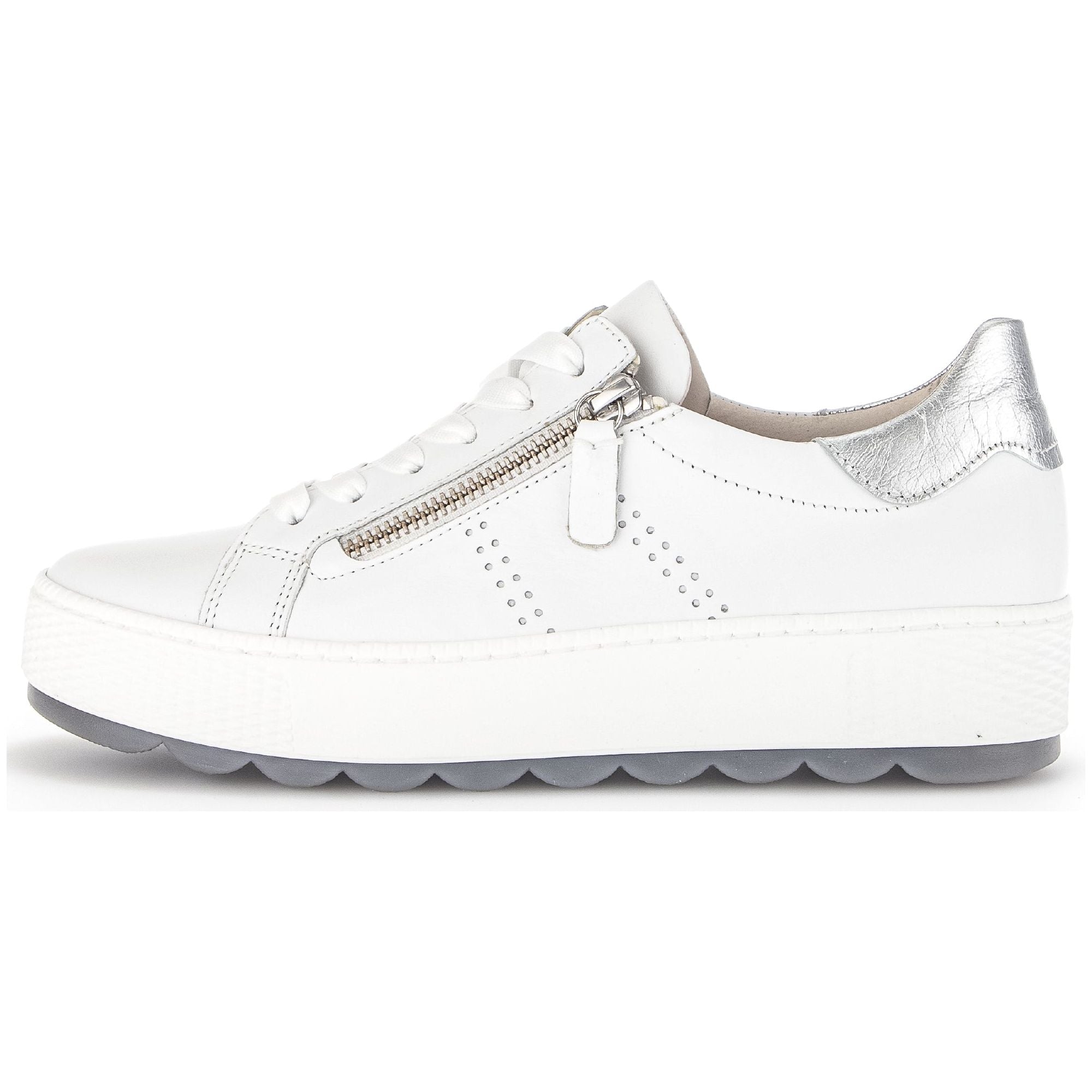 Gabor Quench (46.058.50)- Ladies Lace Trainer with Side Zip in White.&nbsp;Gabor Shoes | Ladies Shoes | Wisemans Bantry | Shoe Shop | West Cork | Munster | Ireland