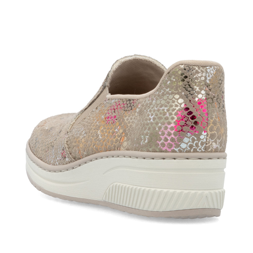 Ladies 458761 - Ladies Slip on in Beige Multi | Rieker Shoes | Wisemans | Bantry | Shoe Shop | West Cork | Munster
