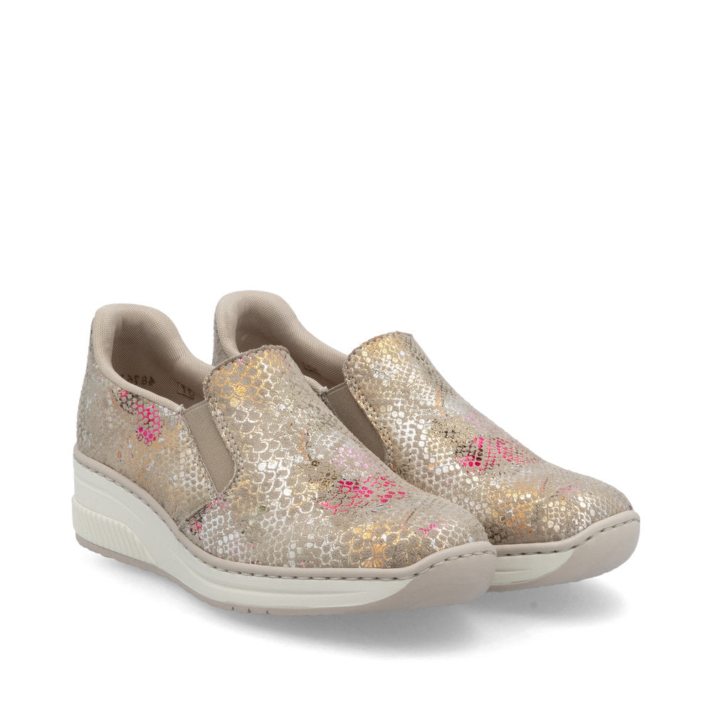 Ladies 458761 - Ladies Slip on in Beige Multi | Rieker Shoes | Wisemans | Bantry | Shoe Shop | West Cork | Munster