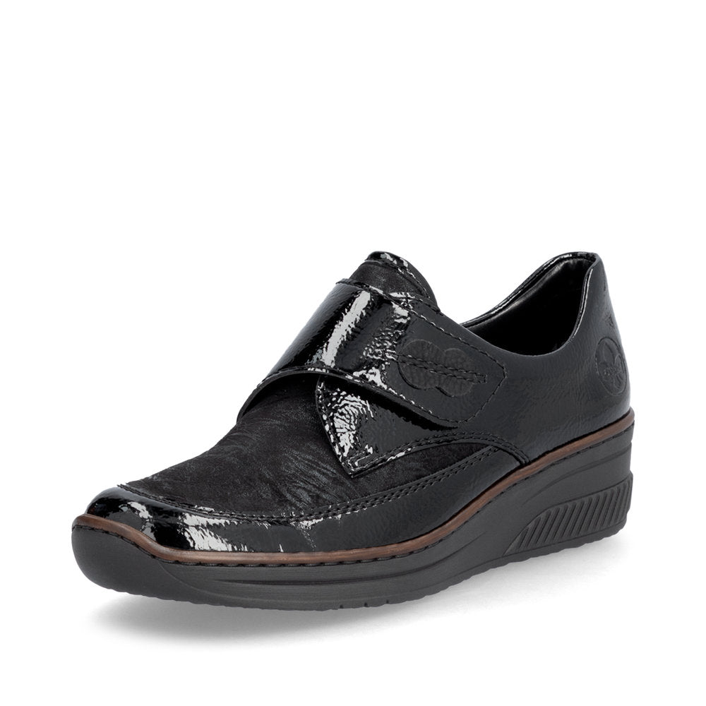 ;Rieker 487C0 - Ladies Stretch Velcro Shoe in Black | Rieker Shoes | Wisemans | Bantry | Shoe Shop | West Cork