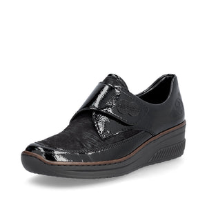 ;Rieker 487C0 - Ladies Stretch Velcro Shoe in Black | Rieker Shoes | Wisemans | Bantry | Shoe Shop | West Cork