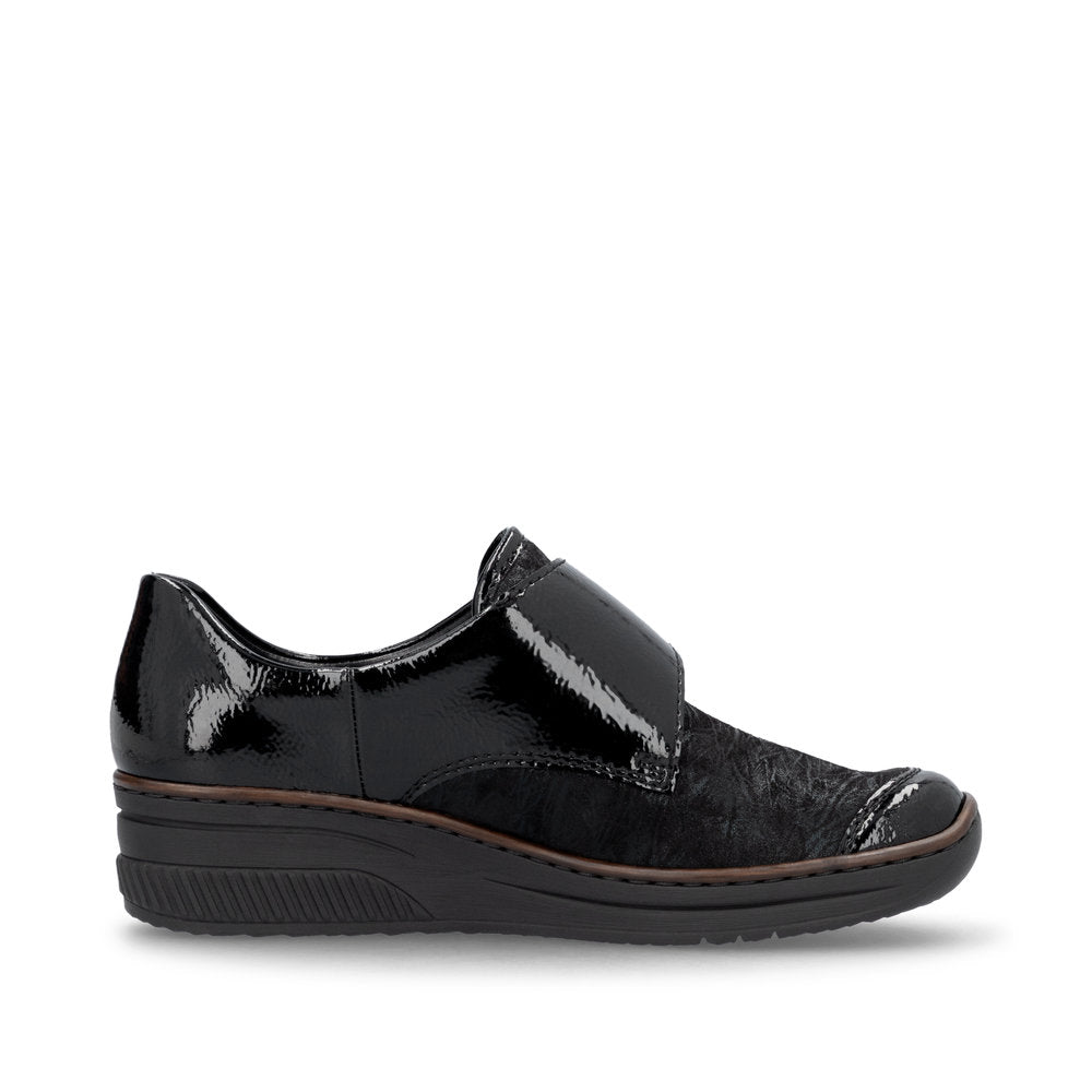 ;Rieker 487C0 - Ladies Stretch Velcro Shoe in Black | Rieker Shoes | Wisemans | Bantry | Shoe Shop | West Cork