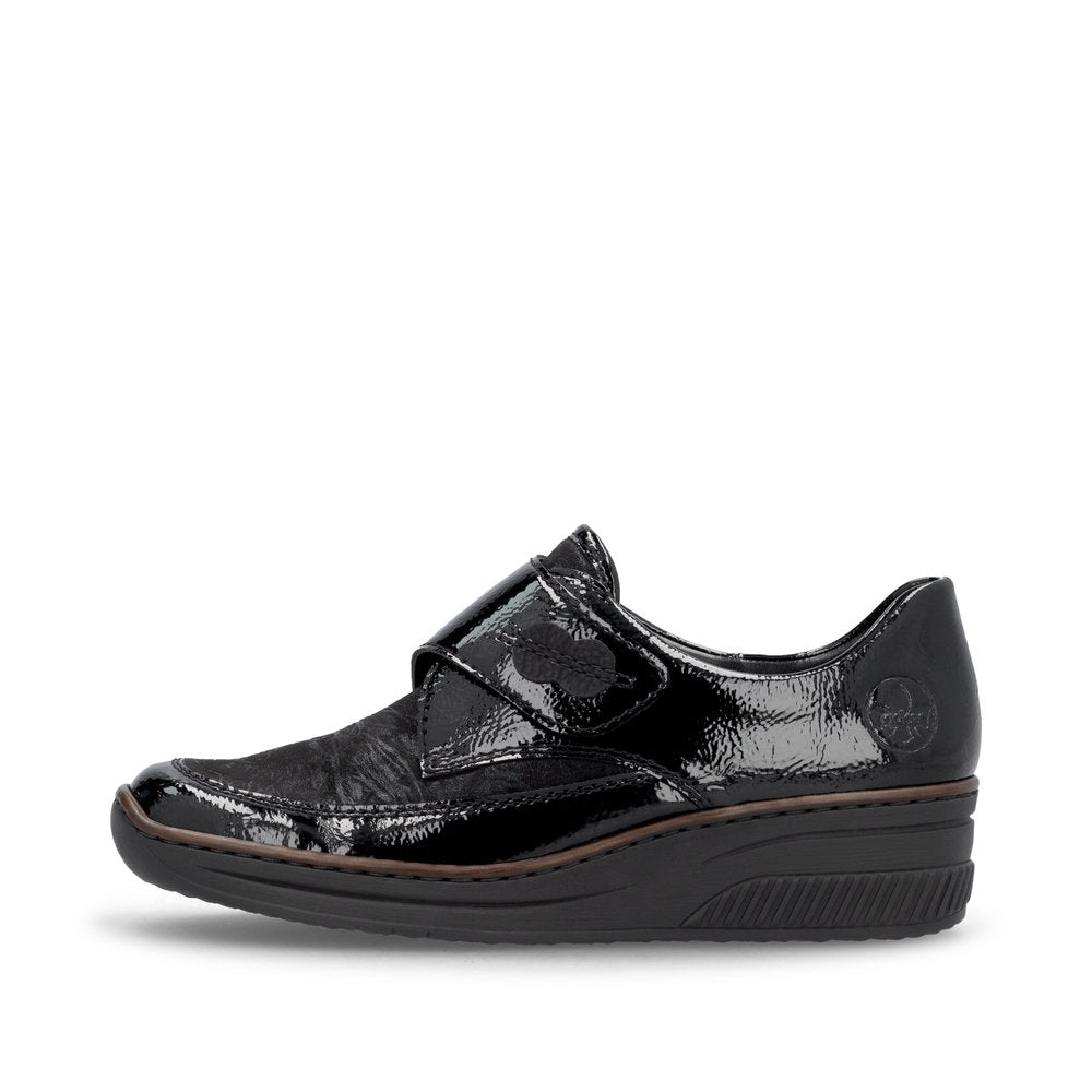 ;Rieker 487C0 - Ladies Stretch Velcro Shoe in Black | Rieker Shoes | Wisemans | Bantry | Shoe Shop | West Cork