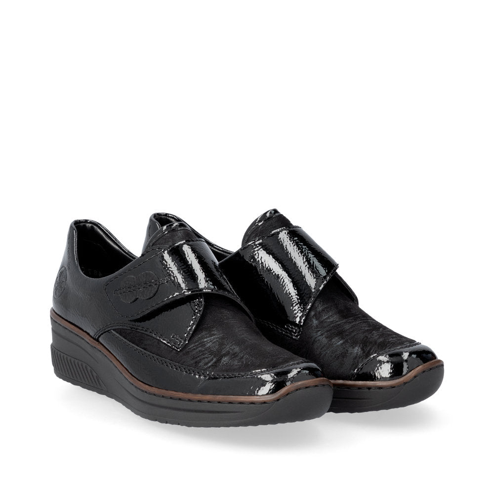 ;Rieker 487C0 - Ladies Stretch Velcro Shoe in Black | Rieker Shoes | Wisemans | Bantry | Shoe Shop | West Cork
