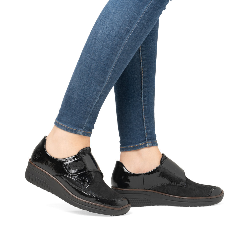 ;Rieker 487C0 - Ladies Stretch Velcro Shoe in Black | Rieker Shoes | Wisemans | Bantry | Shoe Shop | West Cork