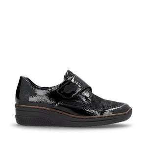 Rieker 487C0 - Ladies Stretch Velcro Shoe in Black | Rieker Shoes | Wisemans | Bantry | Shoe Shop | West Cork
