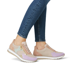 Rieker 49010 - Ladies Lace with Zip trainer in Purple/Taupe/Mint Multi | Rieker Shoes | Wisemans | Bantry | Shoe Shop | West Cork | Munster