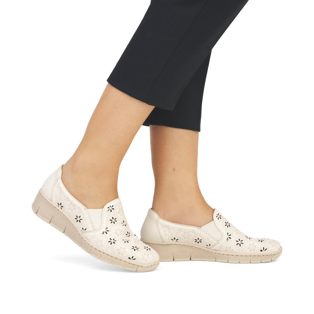 Rieker 53757 - Ladies Slip On in Cream. | Rieker Shoes | Wisemans | Bantry | West Cork | Ireland