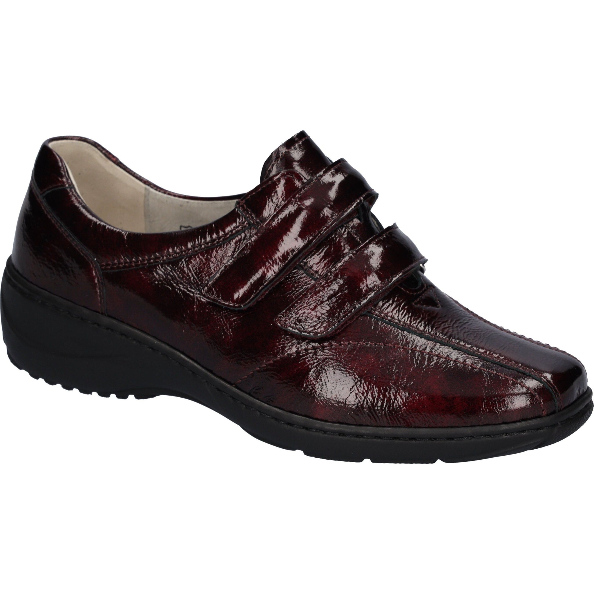 Waldlaufer Kya(607302) - Ladies Wide Fit Velcro Shoe in Burgandy Patent |Waldläufer |Wide Fit Shoes | Wisemans | Bantry |Shoe Shop| West Cork | Ireland