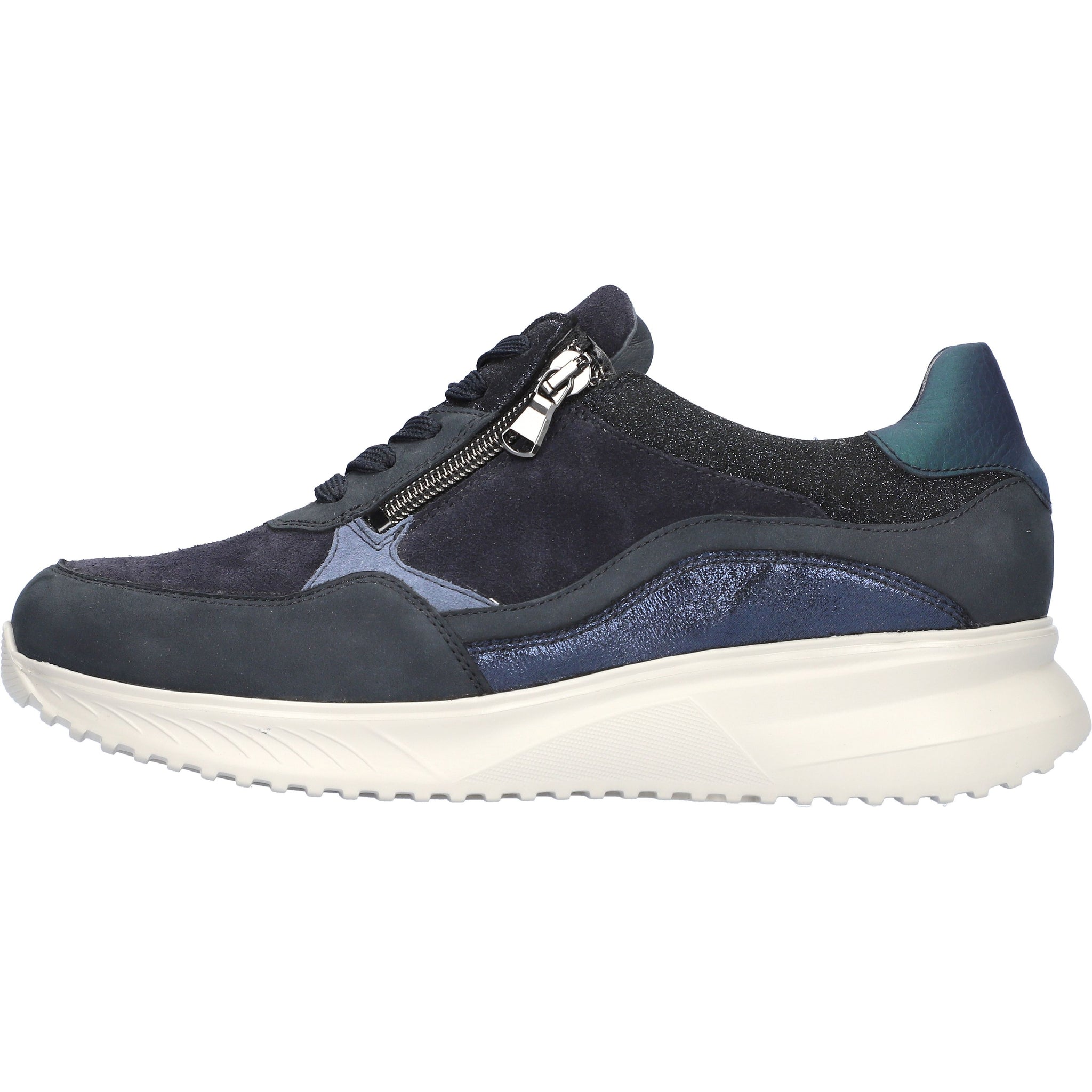 Waldlaufer Janka (617002)- Ladies Lace/Zip Low Wedge Shoe in Navy | Waldlaufer Shoes | Wide Fit Shoes | &nbsp;Wisemans | Bantry | West Cork | Ireland