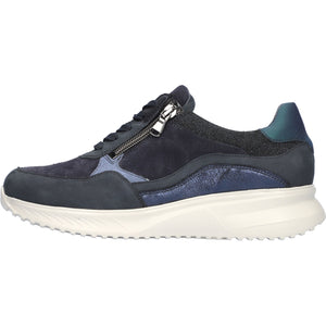 Waldlaufer Janka (617002)- Ladies Lace/Zip Low Wedge Shoe in Navy | Waldlaufer Shoes | Wide Fit Shoes | &nbsp;Wisemans | Bantry | West Cork | Ireland