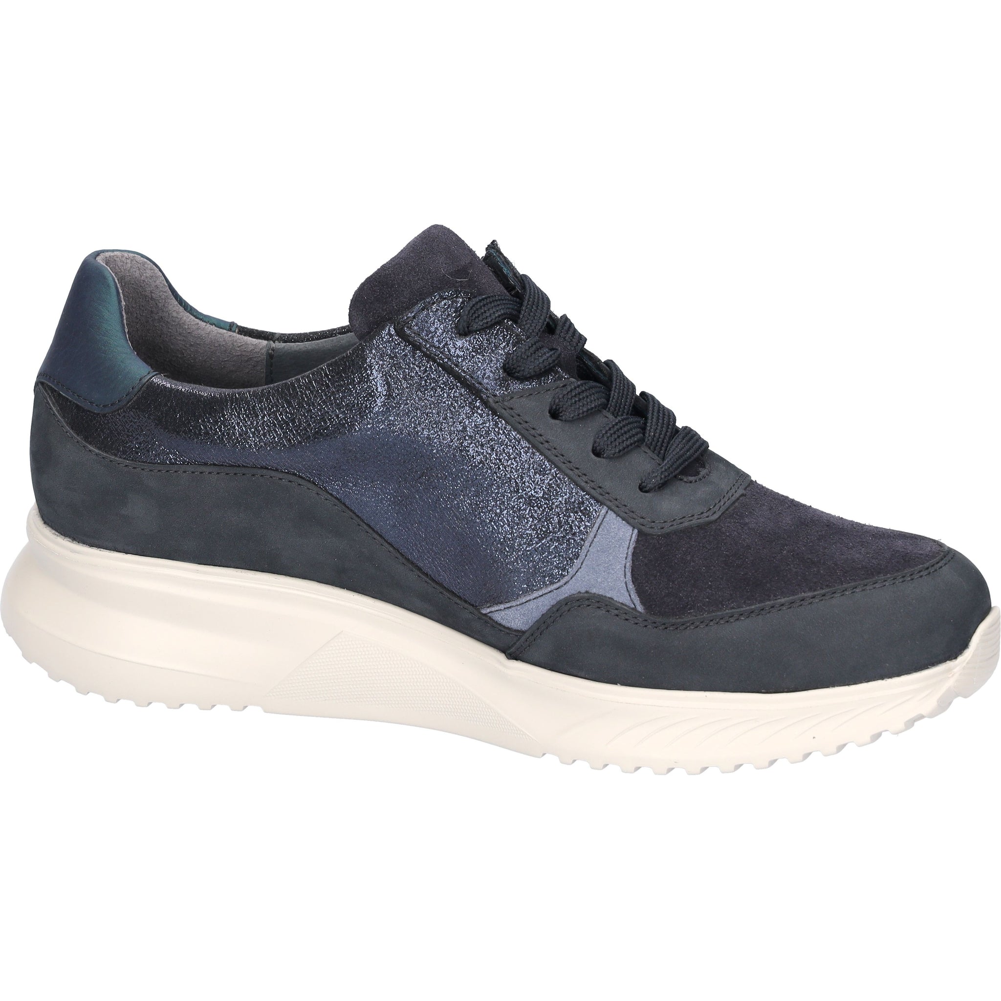 Waldlaufer Janka (617002)- Ladies Lace/Zip Low Wedge Shoe in Navy | Waldlaufer Shoes | Wide Fit Shoes | &nbsp;Wisemans | Bantry | West Cork | Ireland