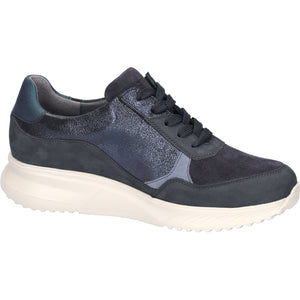 Waldlaufer Janka (617002)- Ladies Lace/Zip Low Wedge Shoe in Navy | Waldlaufer Shoes | Wide Fit Shoes | &nbsp;Wisemans | Bantry | West Cork | Ireland