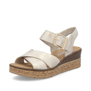 Ladies 63795 - Ladies Wedge Sandal in Beige | Rieker Shoes | Wisemans | Bantry | Shoe Shop | West Cork | Munster