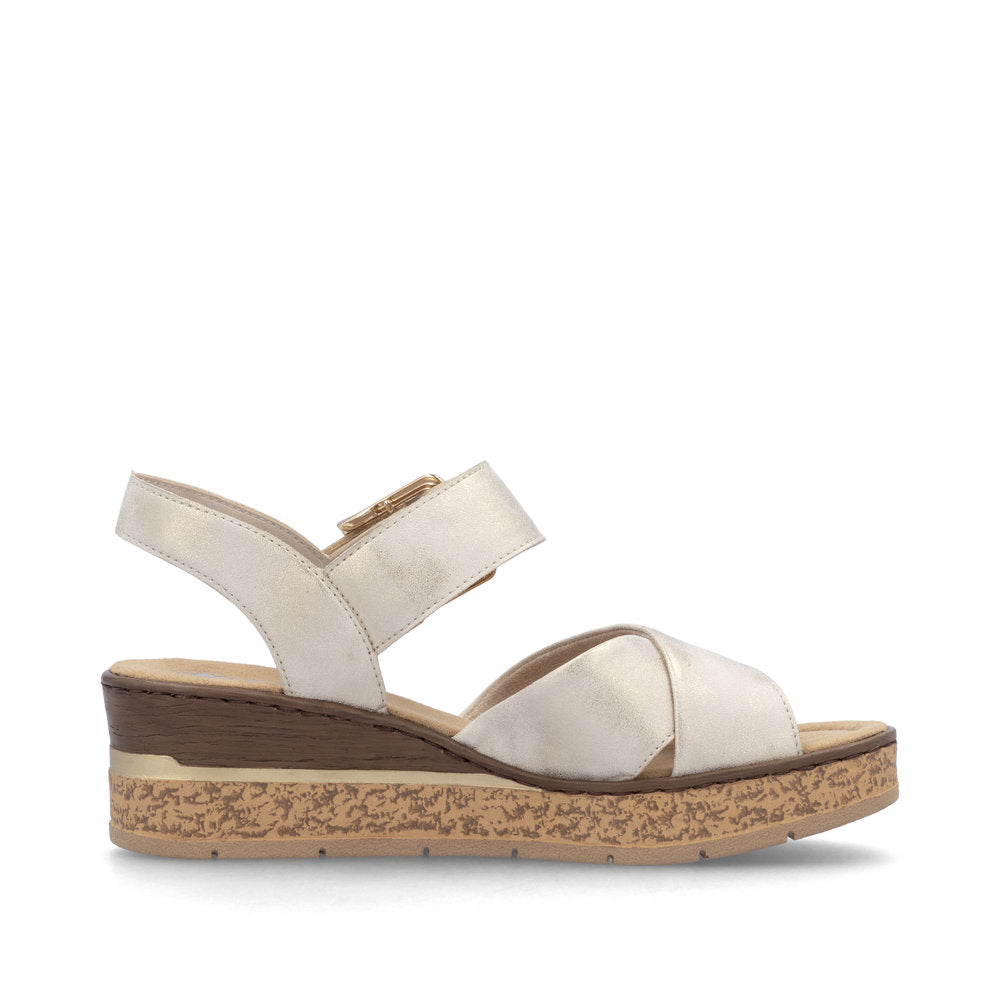 Ladies 63795 - Ladies Wedge Sandal in Beige | Rieker Shoes | Wisemans | Bantry | Shoe Shop | West Cork | Munster