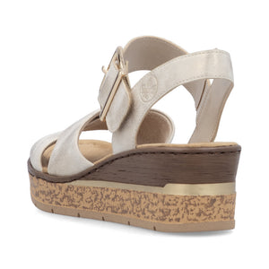 Ladies 63795 - Ladies Wedge Sandal in Beige | Rieker Shoes | Wisemans | Bantry | Shoe Shop | West Cork | Munster