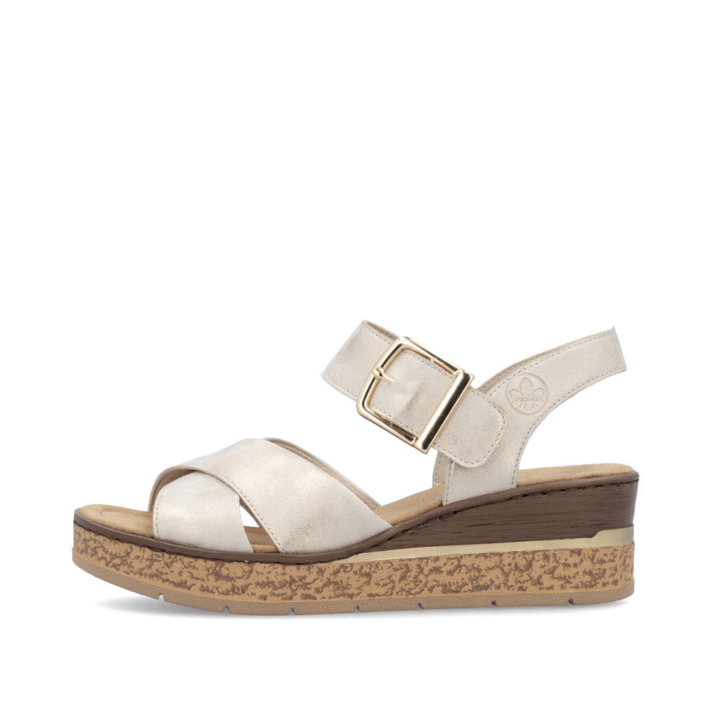 Ladies 63795 - Ladies Wedge Sandal in Beige | Rieker Shoes | Wisemans | Bantry | Shoe Shop | West Cork | Munster