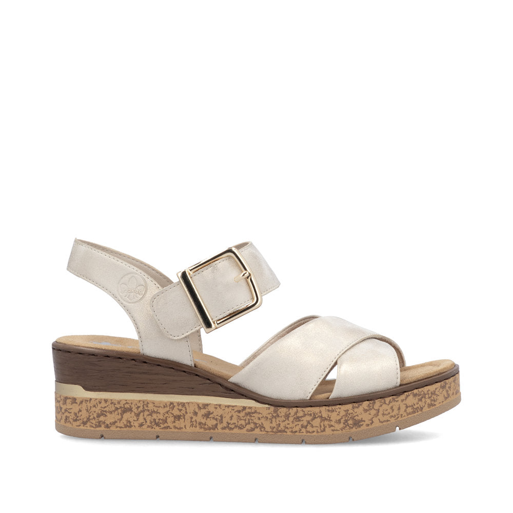 Ladies 63795 - Ladies Wedge Sandal in Beige | Rieker Shoes | Wisemans | Bantry | Shoe Shop | West Cork | Munster