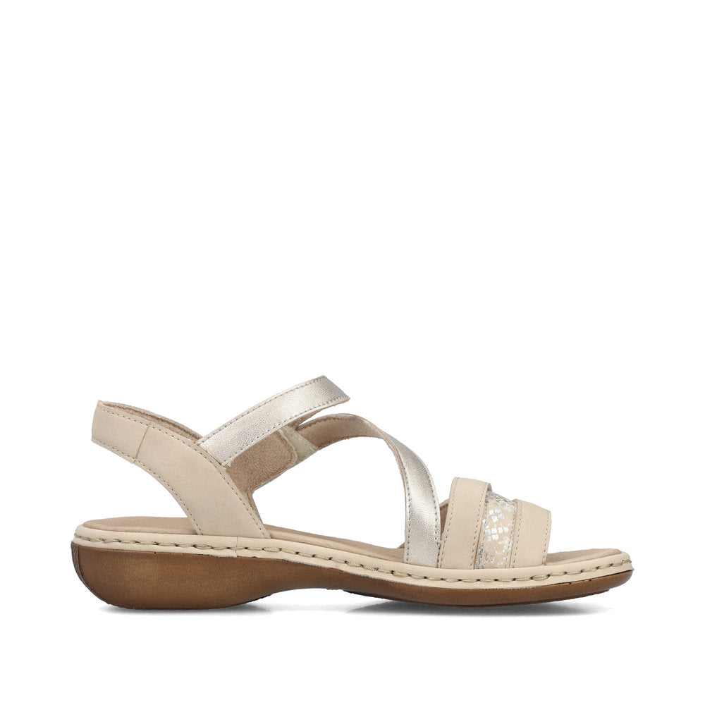 Rieker 65965 Ladies Velcro Sandal in Beige/Metallic | Rieker Shoes | Wisemans | Bantry | Shoe Shop | West Cork | Munster