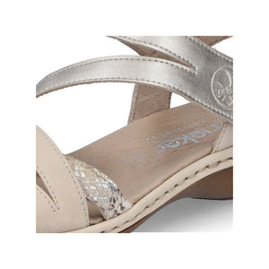 Rieker 65965 Ladies Velcro Sandal in Beige/Metallic | Rieker Shoes | Wisemans | Bantry | Shoe Shop | West Cork | Munster