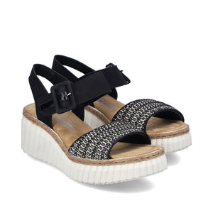 Rieker 69176 - Ladies Wedge Sandal in Black Multi |&nbsp;Rieker Shoes | Wisemans | Bantry | Shoe Shop | West Cork | Munster