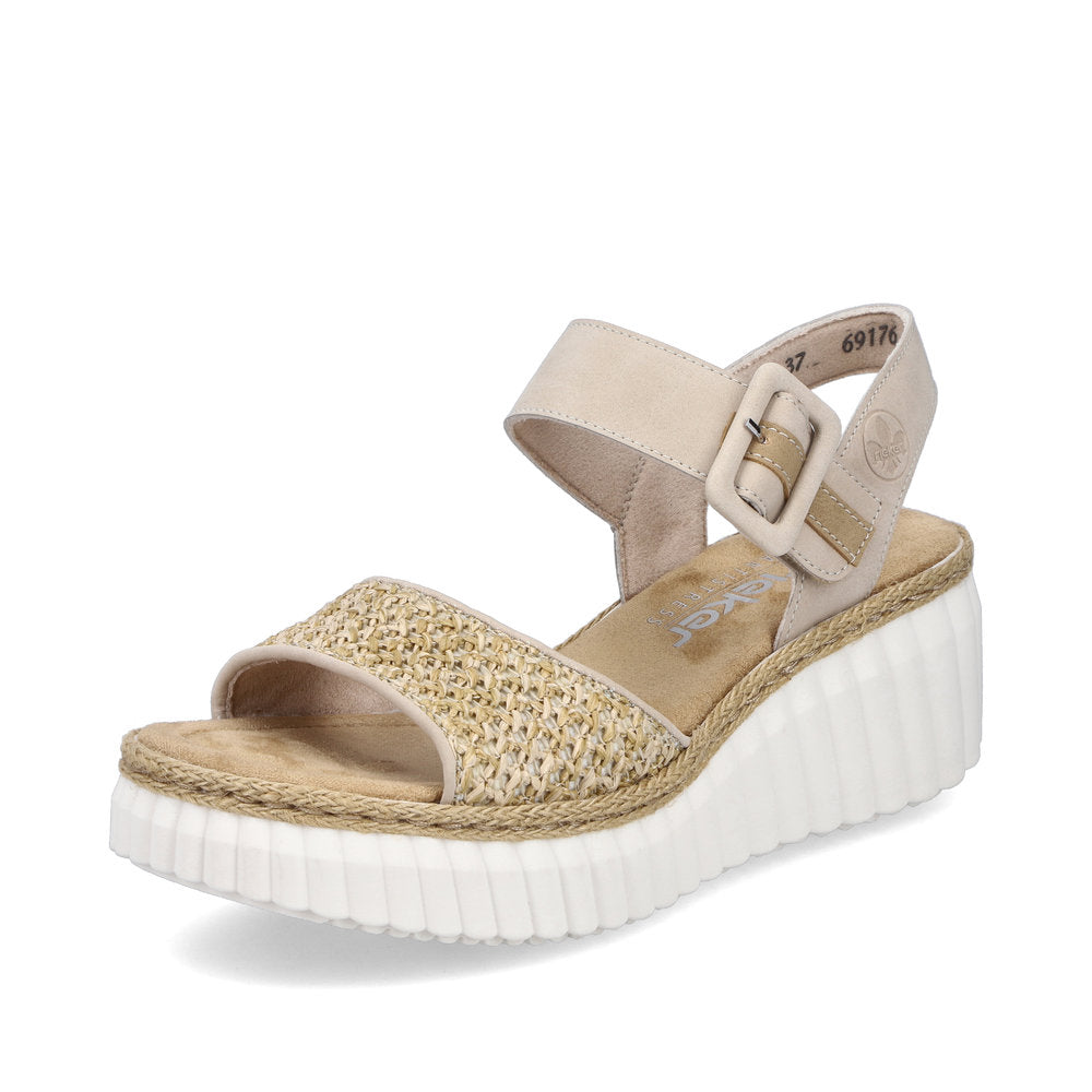 Rieker 69176 - Ladies Wedge Sandal in beige | Rieker Shoes | Wisemans | Bantry | Shoe Shop | West Cork | Munster
