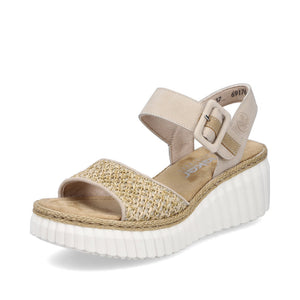 Rieker 69176 - Ladies Wedge Sandal in beige | Rieker Shoes | Wisemans | Bantry | Shoe Shop | West Cork | Munster