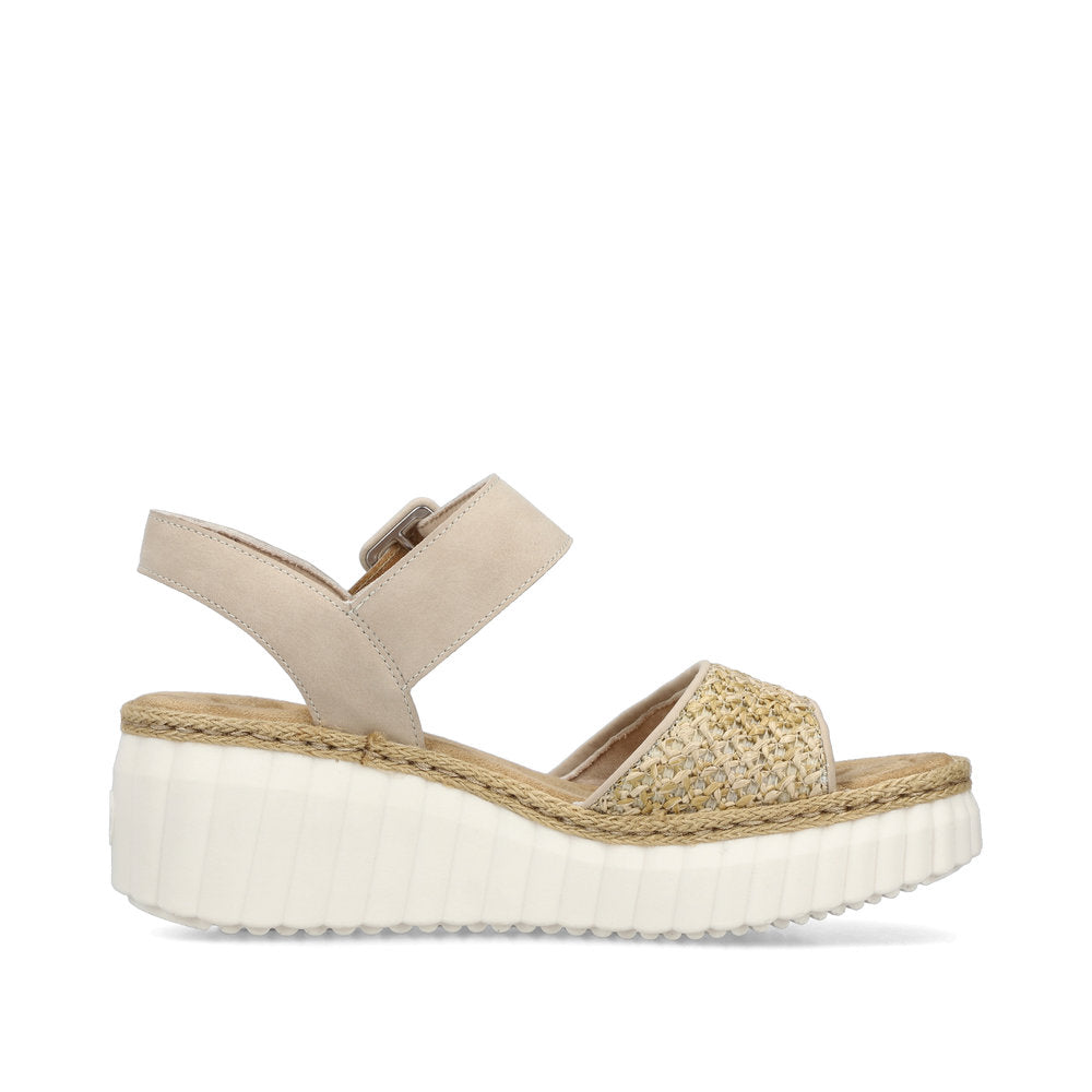 Rieker 69176 - Ladies Wedge Sandal in beige | Rieker Shoes | Wisemans | Bantry | Shoe Shop | West Cork | Munster