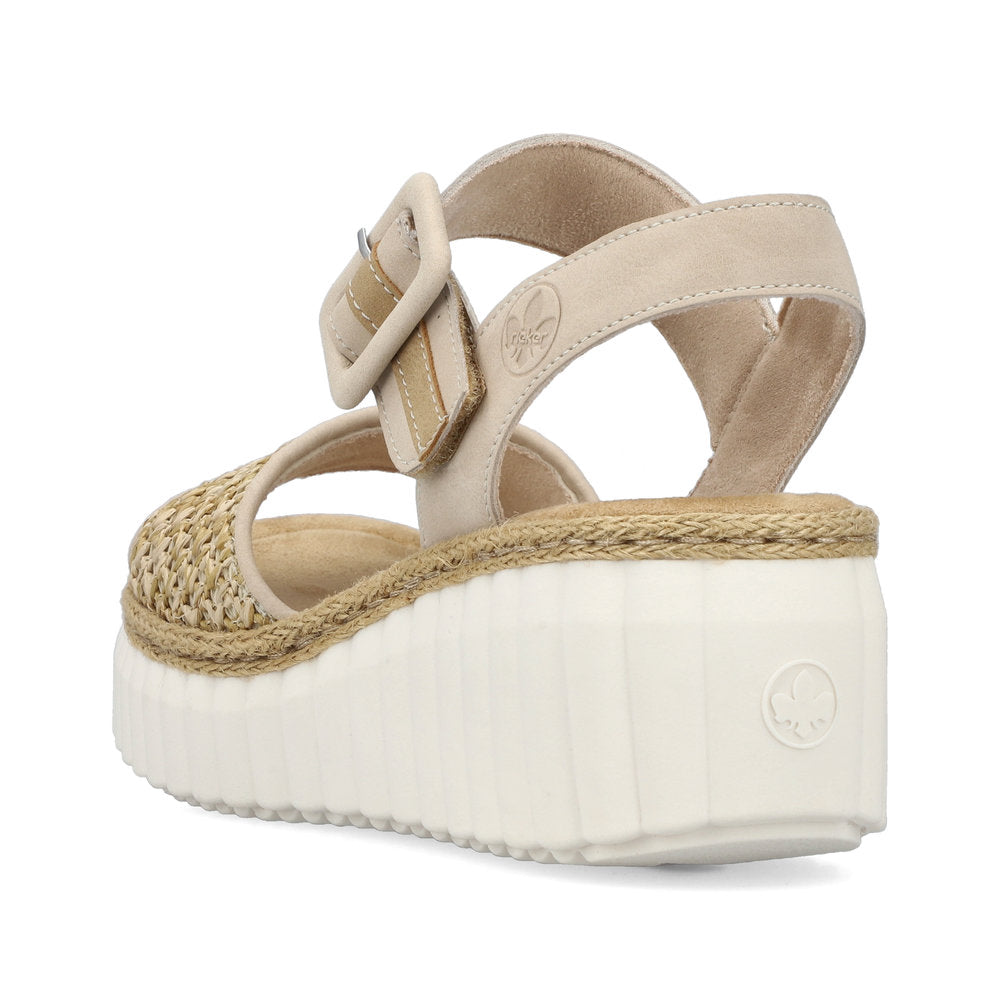 Rieker 69176 - Ladies Wedge Sandal in beige | Rieker Shoes | Wisemans | Bantry | Shoe Shop | West Cork | Munster