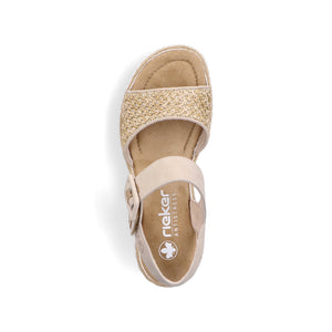Rieker 69176 - Ladies Wedge Sandal in beige | Rieker Shoes | Wisemans | Bantry | Shoe Shop | West Cork | Munster