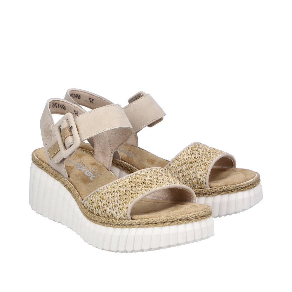 Rieker 69176 - Ladies Wedge Sandal in beige | Rieker Shoes | Wisemans | Bantry | Shoe Shop | West Cork | Munster