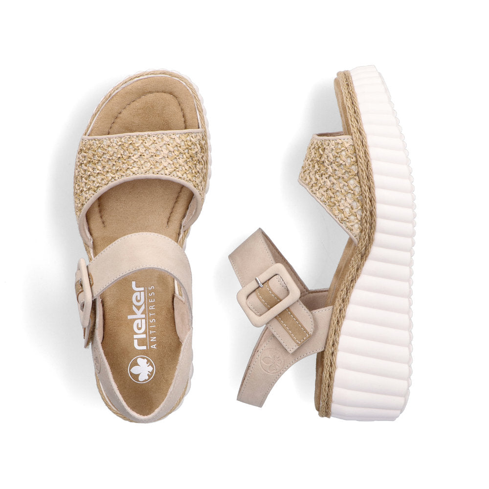Rieker 69176 - Ladies Wedge Sandal in beige | Rieker Shoes | Wisemans | Bantry | Shoe Shop | West Cork | Munster