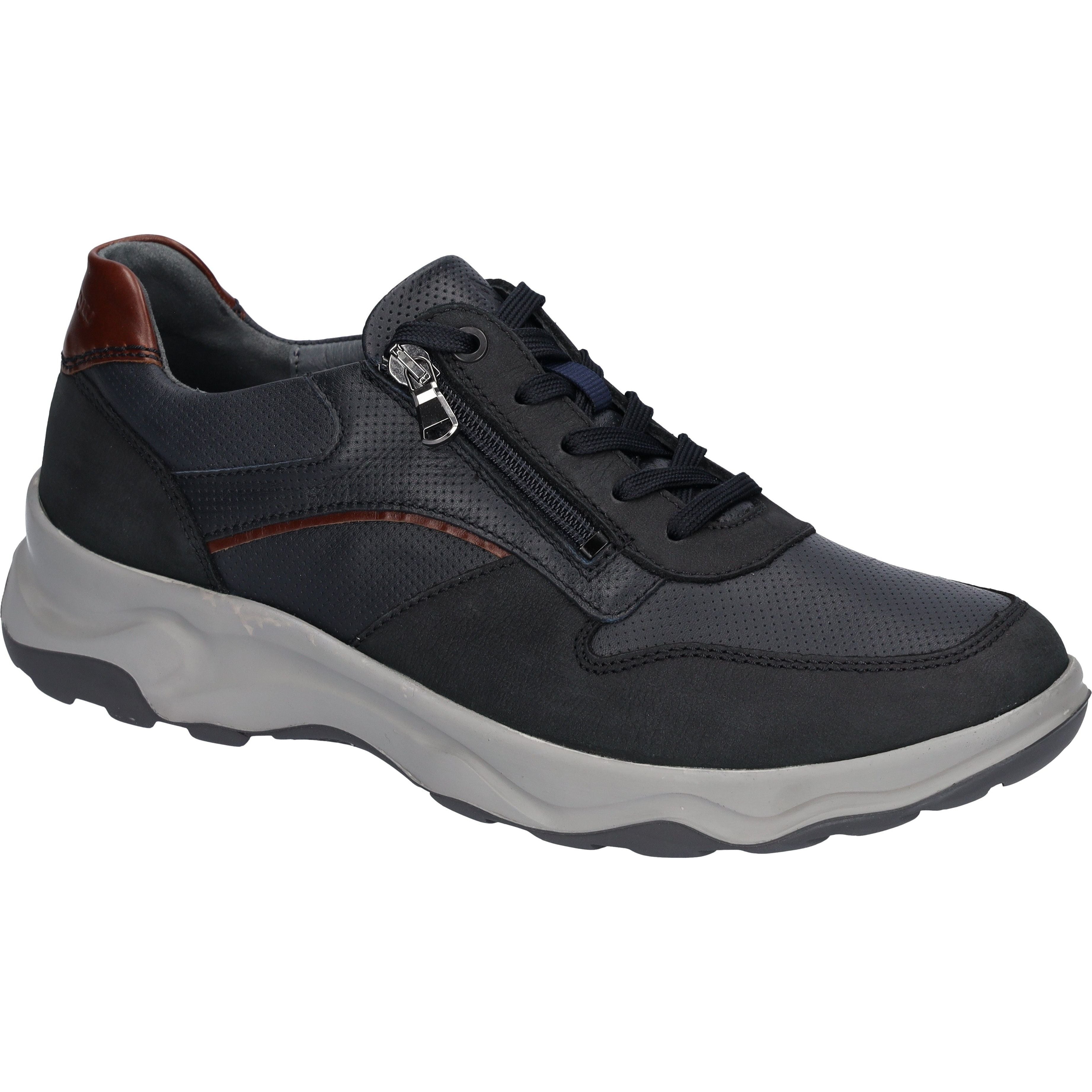 Waldlaufer H-Max - Mens Lace Shoe with Zip in Navy/Cognac | Waldlaufer Shoes | Wide Fit | Wisemans | Bantry | Shoe Shop | Munster | Ireland