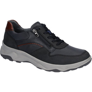 Waldlaufer H-Max - Mens Lace Shoe with Zip in Navy/Cognac | Waldlaufer Shoes | Wide Fit | Wisemans | Bantry | Shoe Shop | Munster | Ireland