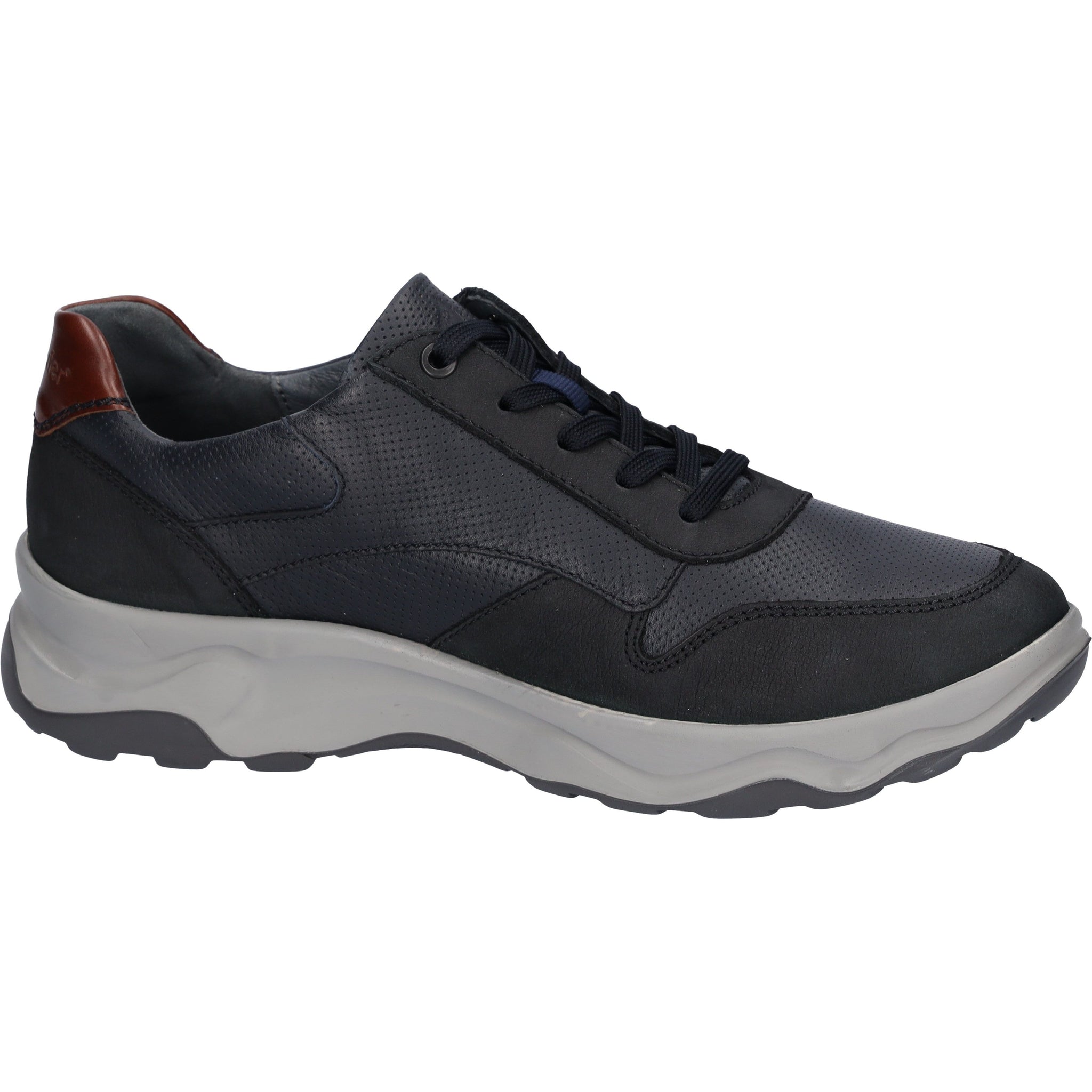 Waldlaufer H-Max - Mens Lace Shoe with Zip in Navy/Cognac | Waldlaufer Shoes | Wide Fit | Wisemans | Bantry | Shoe Shop | Munster | Ireland