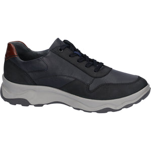 Waldlaufer H-Max - Mens Lace Shoe with Zip in Navy/Cognac | Waldlaufer Shoes | Wide Fit | Wisemans | Bantry | Shoe Shop | Munster | Ireland