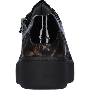 Waldlaufer H-Nicky (733001) - Ladies Flatform Lace with side Zip trainer In Black Multi|Waldlaufer | Wide Fit Shoes | Wisemans | Bantry | Shoe Shop | West Cork | Munster | Ireland