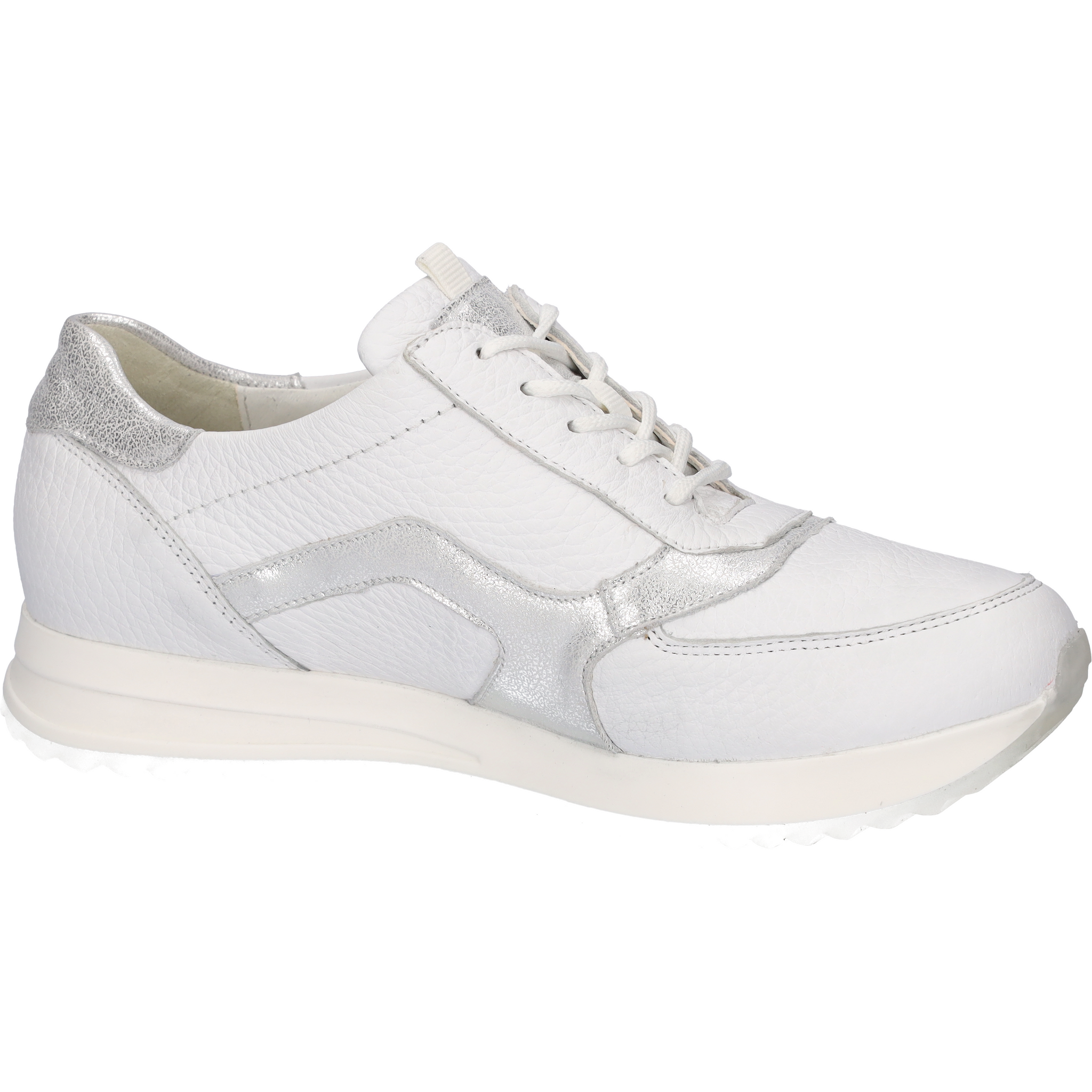 Waldlaufer H-Vicky(752002) - Ladies Trainer with Lace and Zip in White/Silver .Waldlaufer | Wide Fit Shoes | Wisemans | Bantry | West Cork | Ireland 