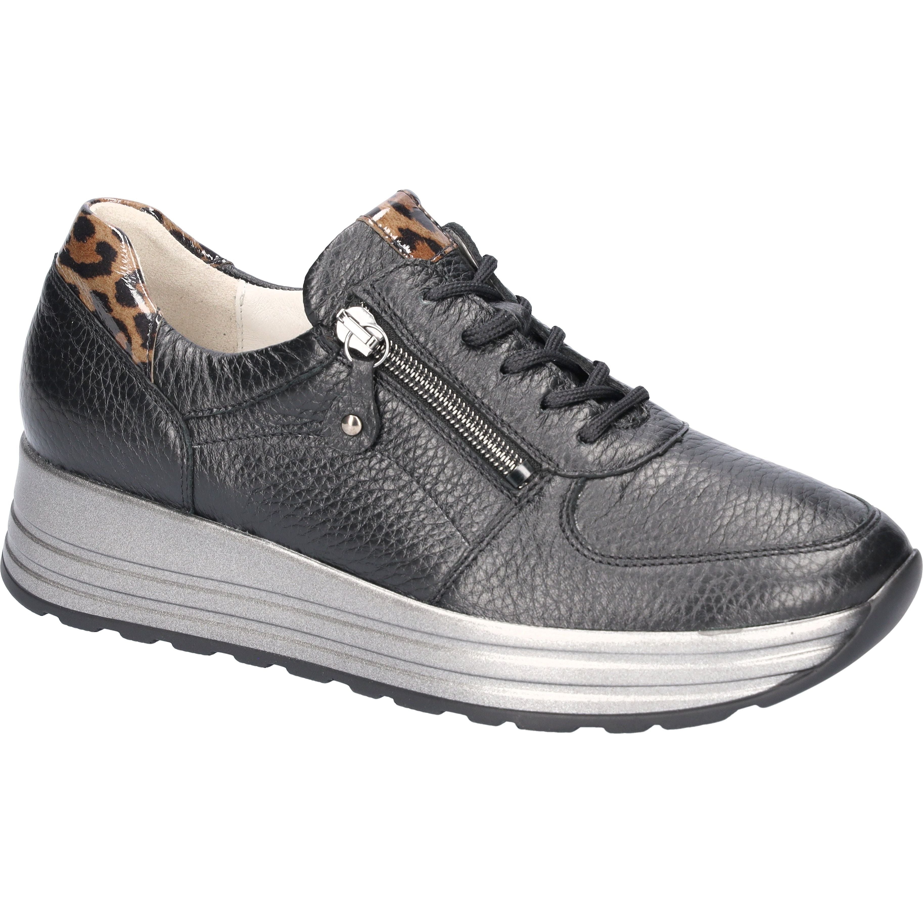 Waldlaufer Lana (758009)- Ladies Lace with Zip Platform Trainer in Black | Waldlaufer Shoes | Wide Fit | Wisemans | Bantry | Shoe Shop | Munster | Ireland
