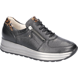 Waldlaufer Lana (758009)- Ladies Lace with Zip Platform Trainer in Black | Waldlaufer Shoes | Wide Fit | Wisemans | Bantry | Shoe Shop | Munster | Ireland
