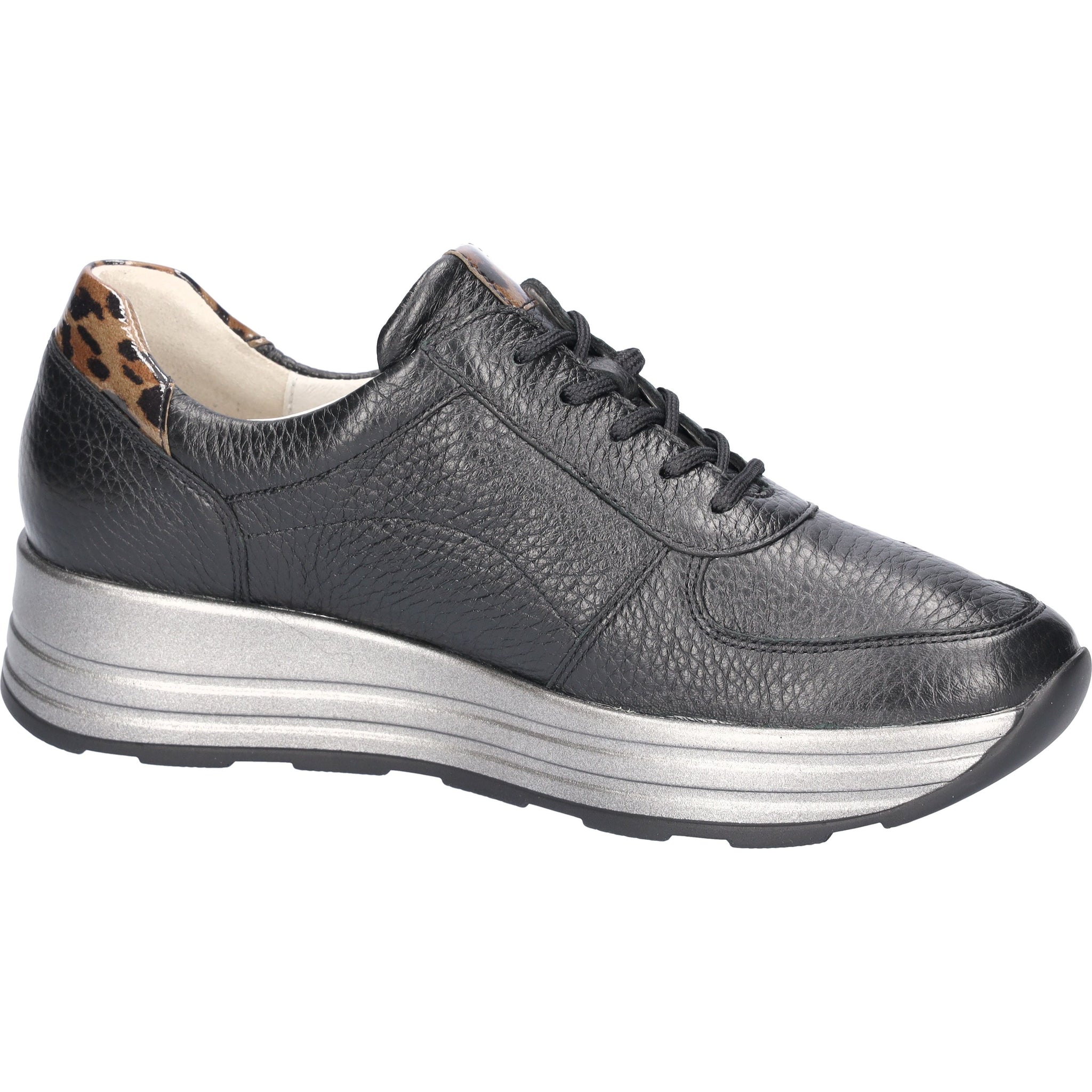 Waldlaufer Lana (758009)- Ladies Lace with Zip Platform Trainer in Black | Waldlaufer Shoes | Wide Fit | Wisemans | Bantry | Shoe Shop | Munster | Ireland