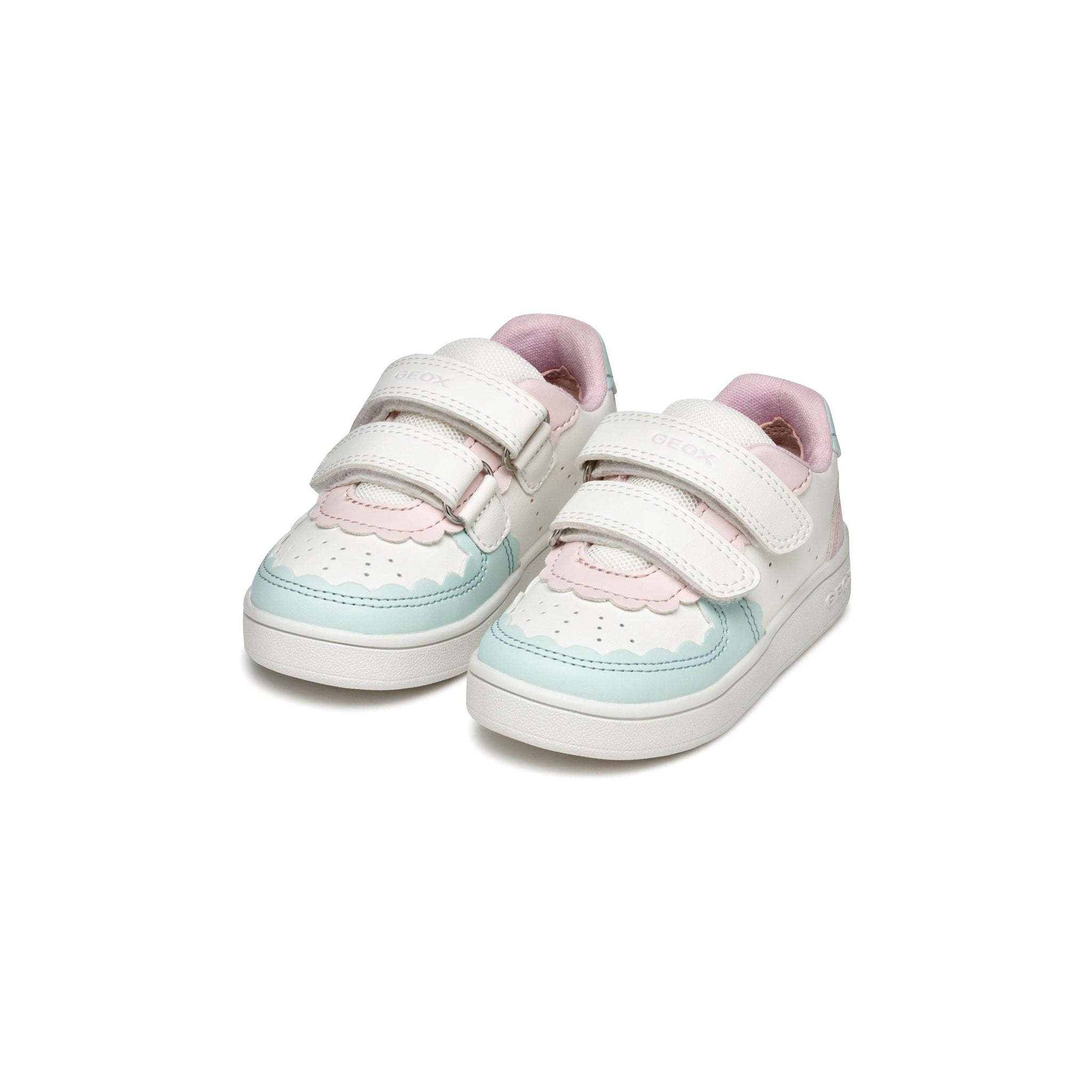 GEOX Eclyper (B555MA)- Girls Velcro Trainer in White/Aqua&nbsp;| GEOX Shoes | Wisemans | Bantry | Shoe Shop | Munster | Ireland