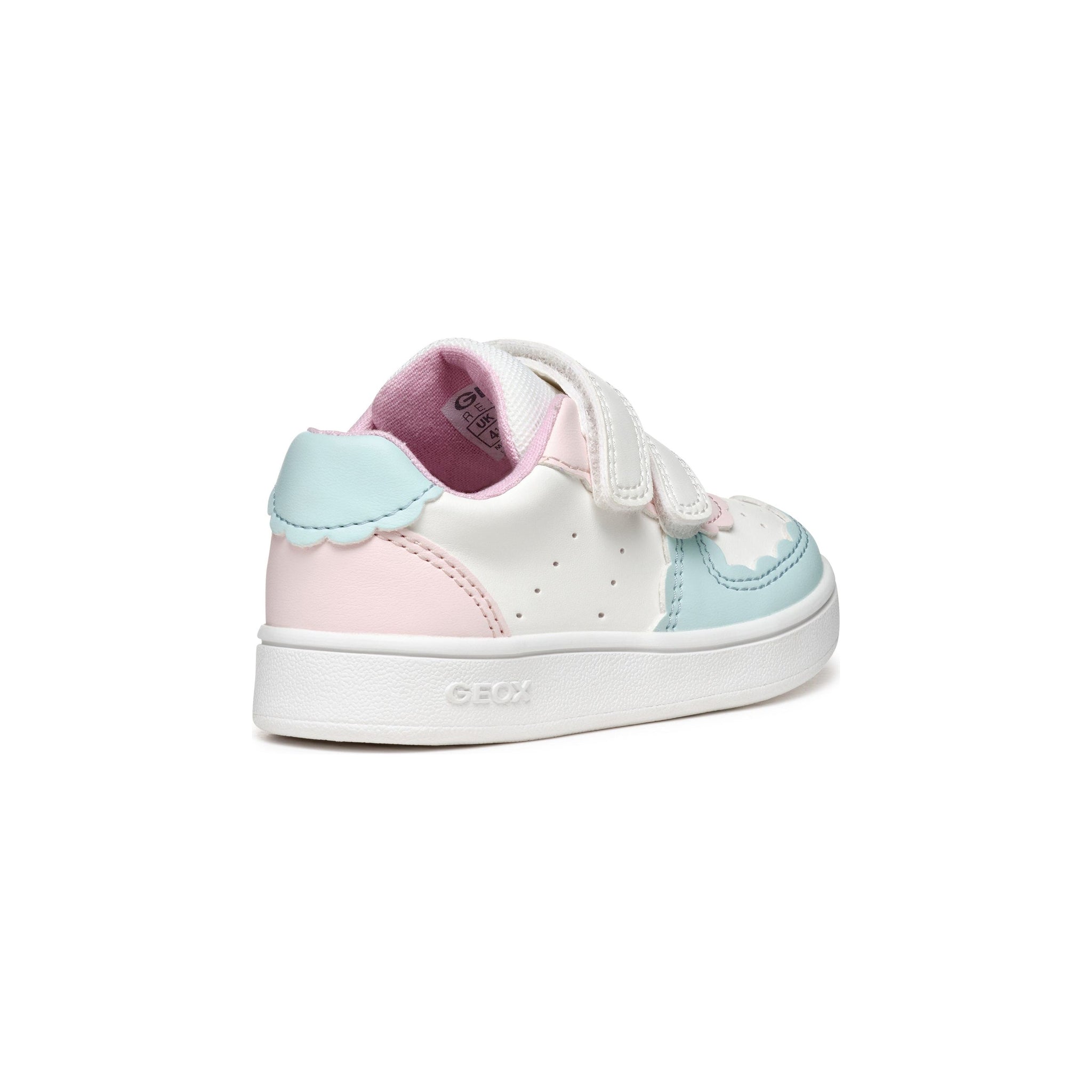 GEOX Eclyper (B555MA)- Girls Velcro Trainer in White/Aqua&nbsp;| GEOX Shoes | Wisemans | Bantry | Shoe Shop | Munster | Ireland